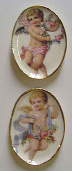 Dollhouse Miniature Boy & Girl Angel Platter 2Pcs.